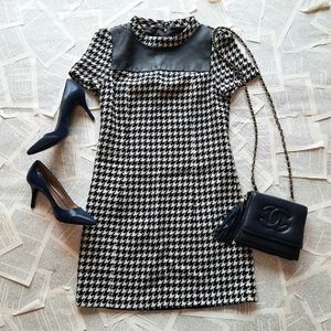 Leather and Houndstooth Dress- Vintage